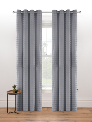 Grey Linear Tuft Eyelet Curtains Home at ASDA
