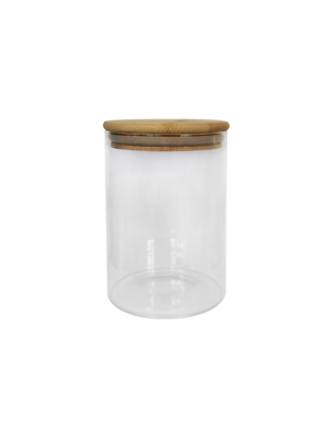 Clear Canister With Wooden Lid Home at ASDA