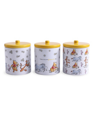 Winnie The Pooh White & Yellow Canister Set of 3 Home at ASDA