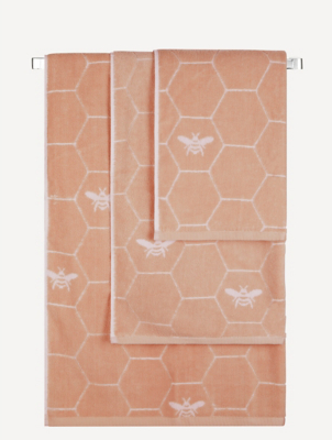 Pink Honeycomb Bee Towel Range