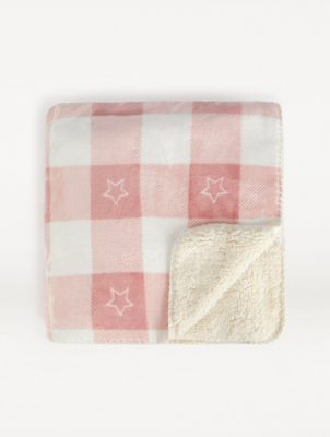 Pink Sherpa Gingham Check Throw Home at ASDA