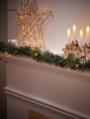 Green Pre Lit 12ft Soft Pine Garland Christmas at ASDA