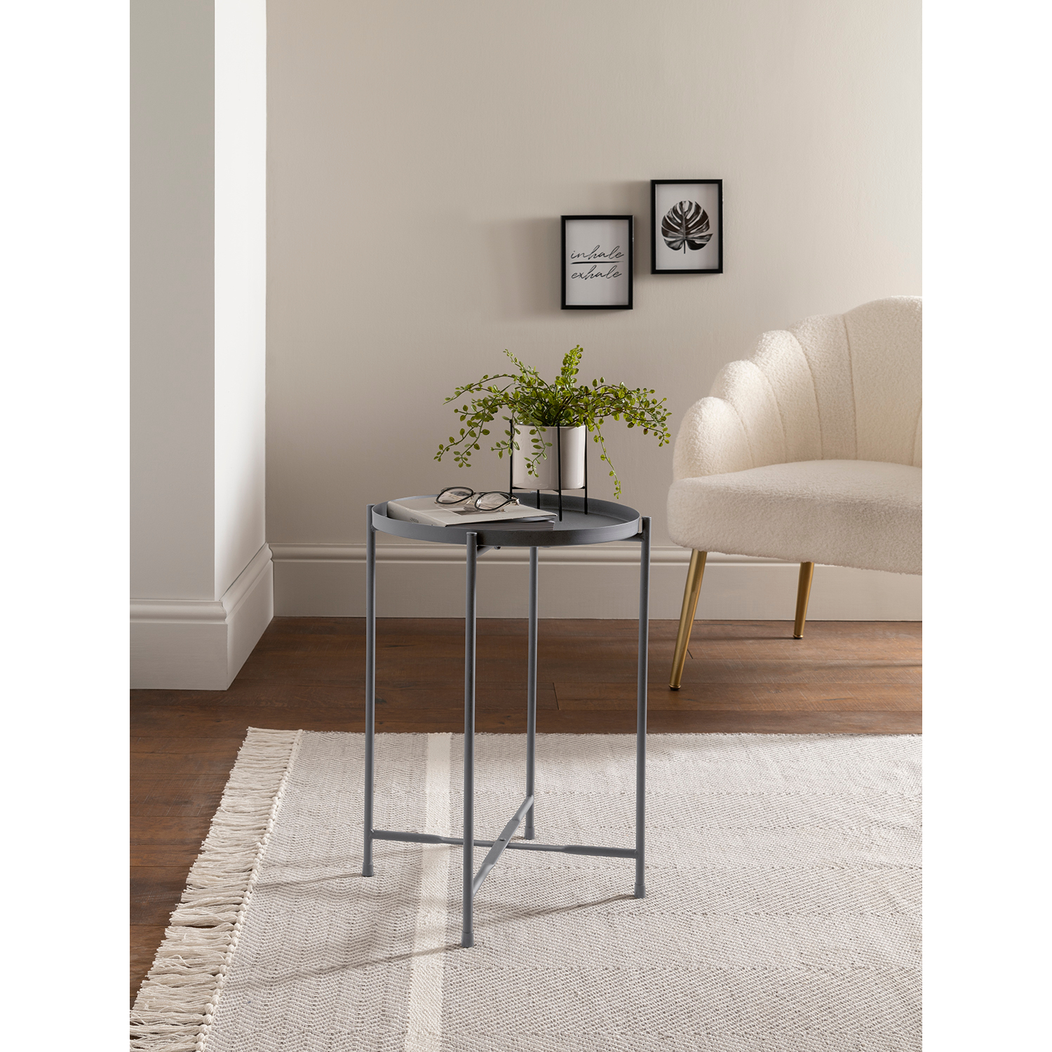 George Charcoal Grey Charcoal Metal Side Table