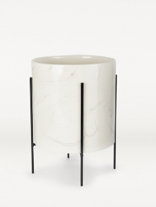 White Marble effect Planter on Stand