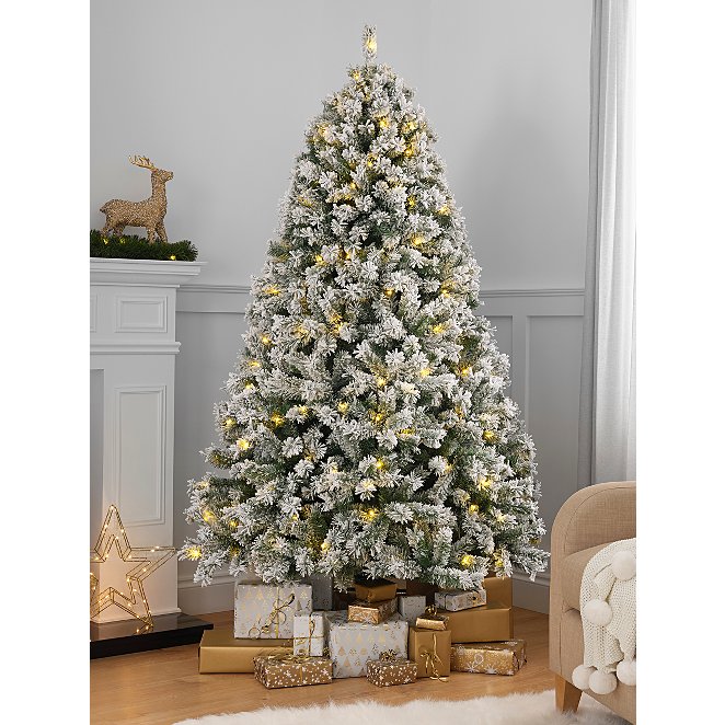 7ft Snowy Pre Lit Christmas Tree Christmas George At Asda