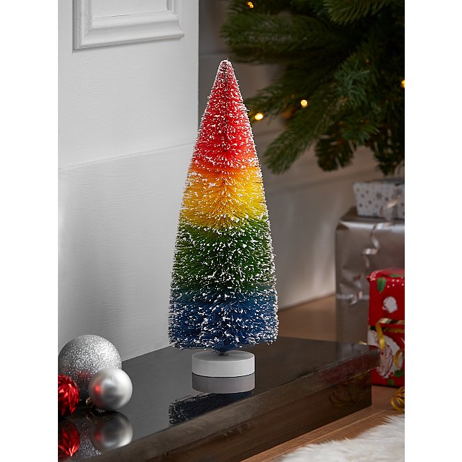 Rainbow Christmas Tree With Snowy Tips Decoration Christmas George At Asda