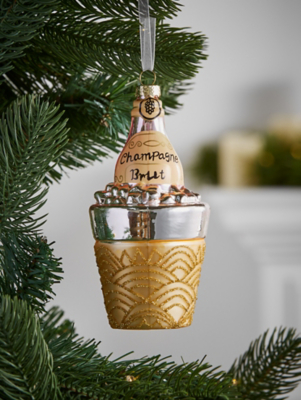 Gold Tone Champagne Bucket Bauble Christmas George At Asda
