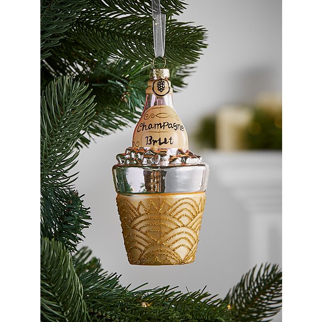Gold Tone Champagne Bucket Bauble Christmas George At Asda