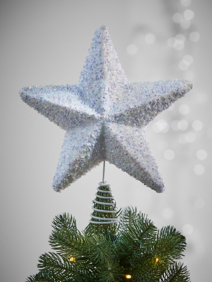 White Glitter Star Tree Topper Christmas at ASDA
