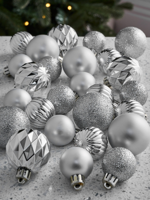 Silver-Tone Mixed Mini Baubles - Pack of 26