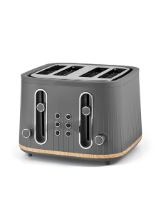 Grey And Wood Textured Scandi 4-Slice Toaster