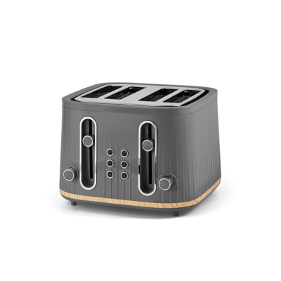 George Grey Wood Textured Scandi 4-Slice Toaster - Grey