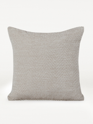 Natural Chenille Chevron Cushion Home at ASDA