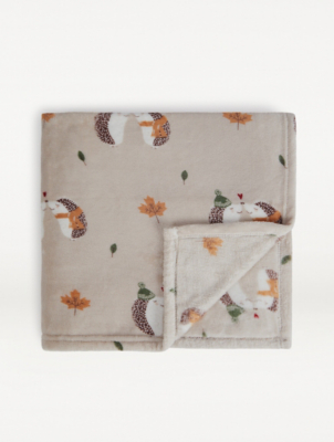 Natural Hedgehog Couple Super Soft Throw Home at ASDA