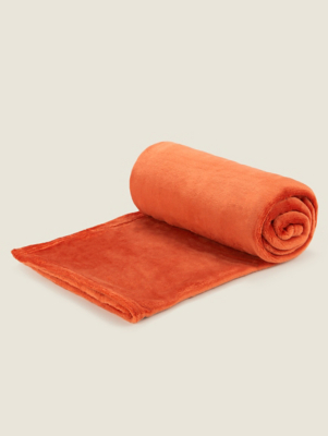 Orange Plain Super Soft Throw Home at ASDA