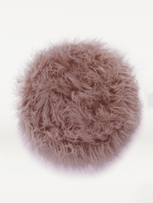 Pink Mongolian Faux Fur Seat Cushion Pad Home at ASDA