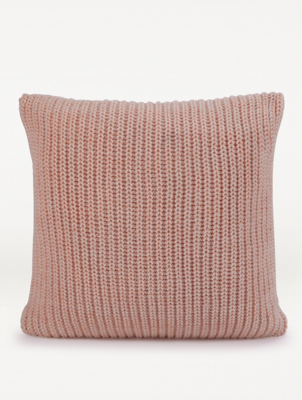 Pink Chunky Knit Cushion Home at ASDA