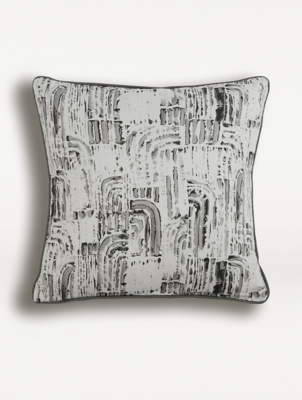 Grey Arc Pattern Cushion Home at ASDA