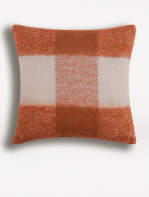 Orange Cosy Check Cushion Home at ASDA