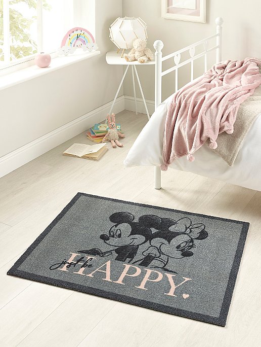 Disney Happy Mickey Mouse & Minnie Grey Rug | Home | George At Asda