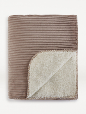 Mocha Jumbo Sherpa Textured Throw Home at ASDA
