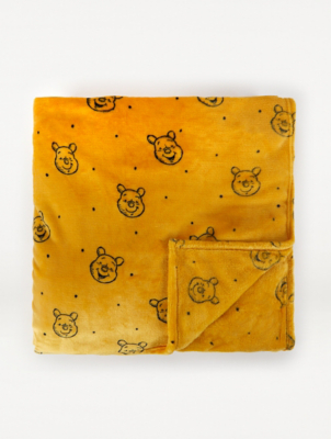 Disney Winnie the Pooh Yellow Blanket Throw Home at ASDA