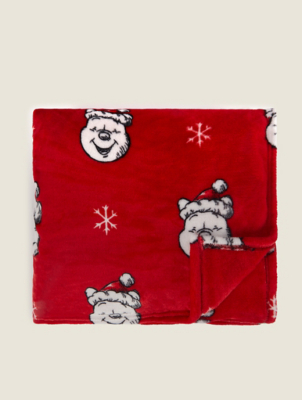 Winnie The Pooh Red Christmas Blanket Home at ASDA