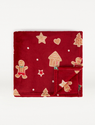 Red Gingerbread Man Super Soft Throw Home at ASDA