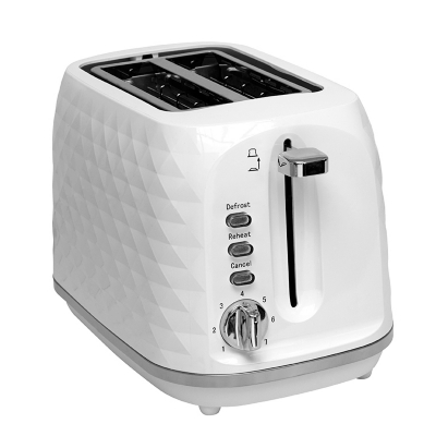 George White Diamond Textured 2-Slice Toaster - White
