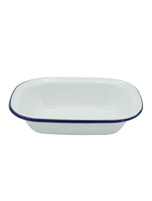 White & Blue Small Enamel Pie Dish Home at ASDA