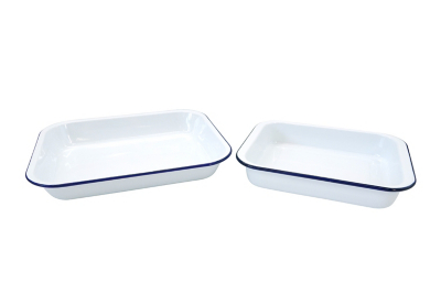 White Enamel Roaster Set of 2 Home at ASDA