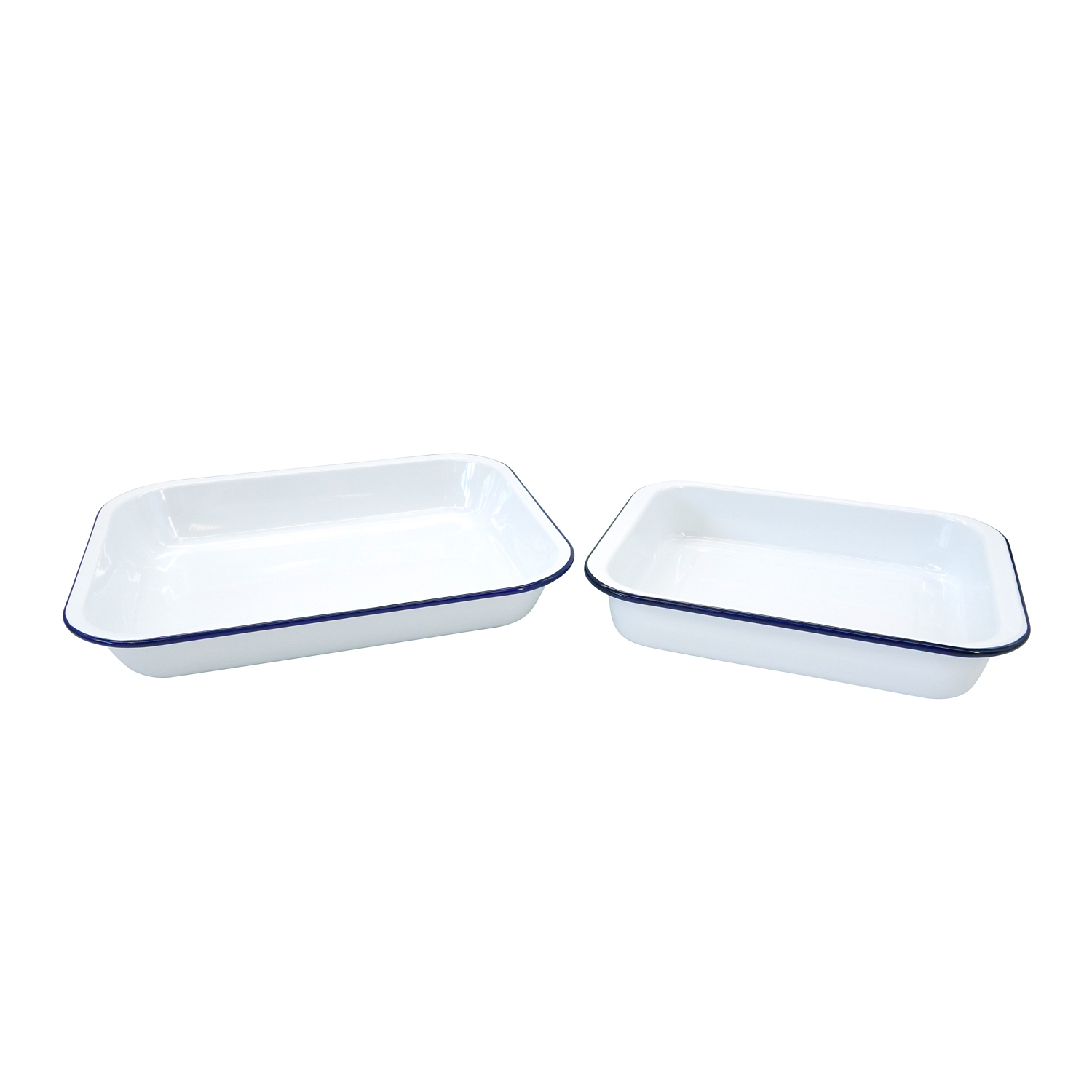 George White Enamel Roaster - Set Of 2