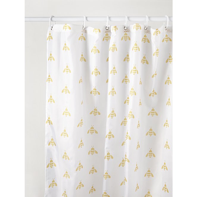 White Bee Print Shower Curtain, Pink And Grey Shower Curtain Asda