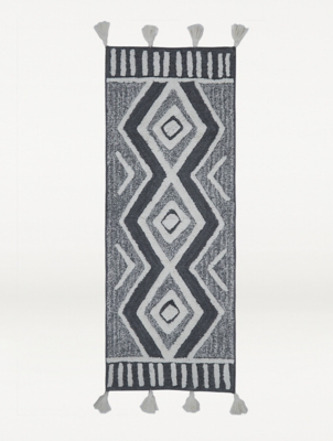 Grey Extra Long Tribal Bath Mat Home at ASDA