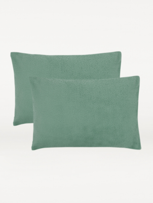 Green Teddy Fleece Pillowcase Pair Home at ASDA