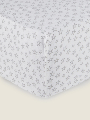 White Soft & Cosy 100 Brushed Cotton Star Print Fitted Sheet Home