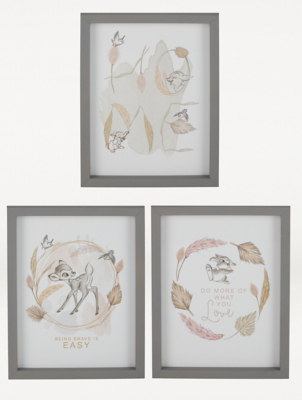 Disney Bambi Grey 8x6 Framed Print Set of 3 Home at ASDA