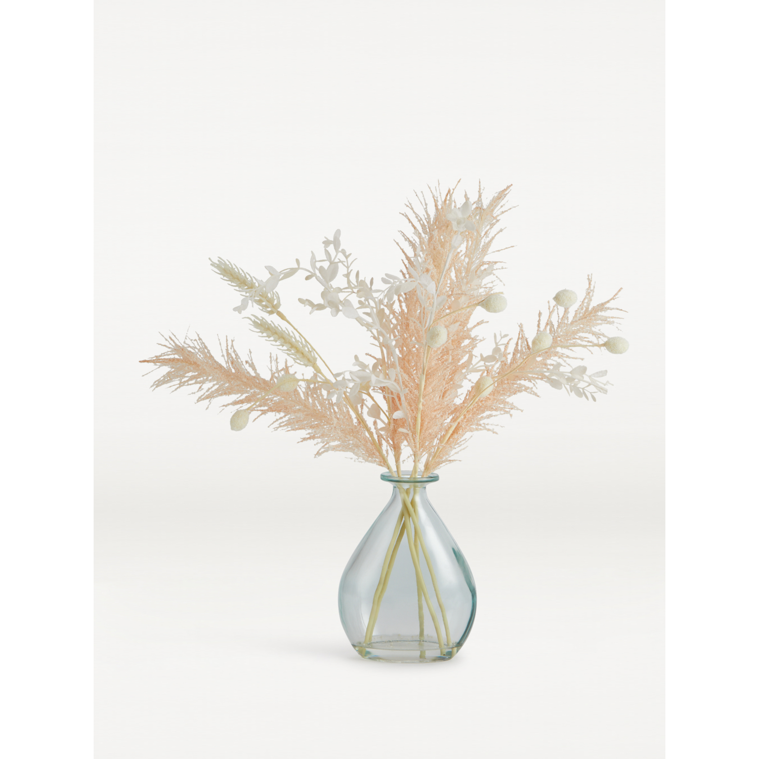 George Natural Pampas In Round Glass Vase