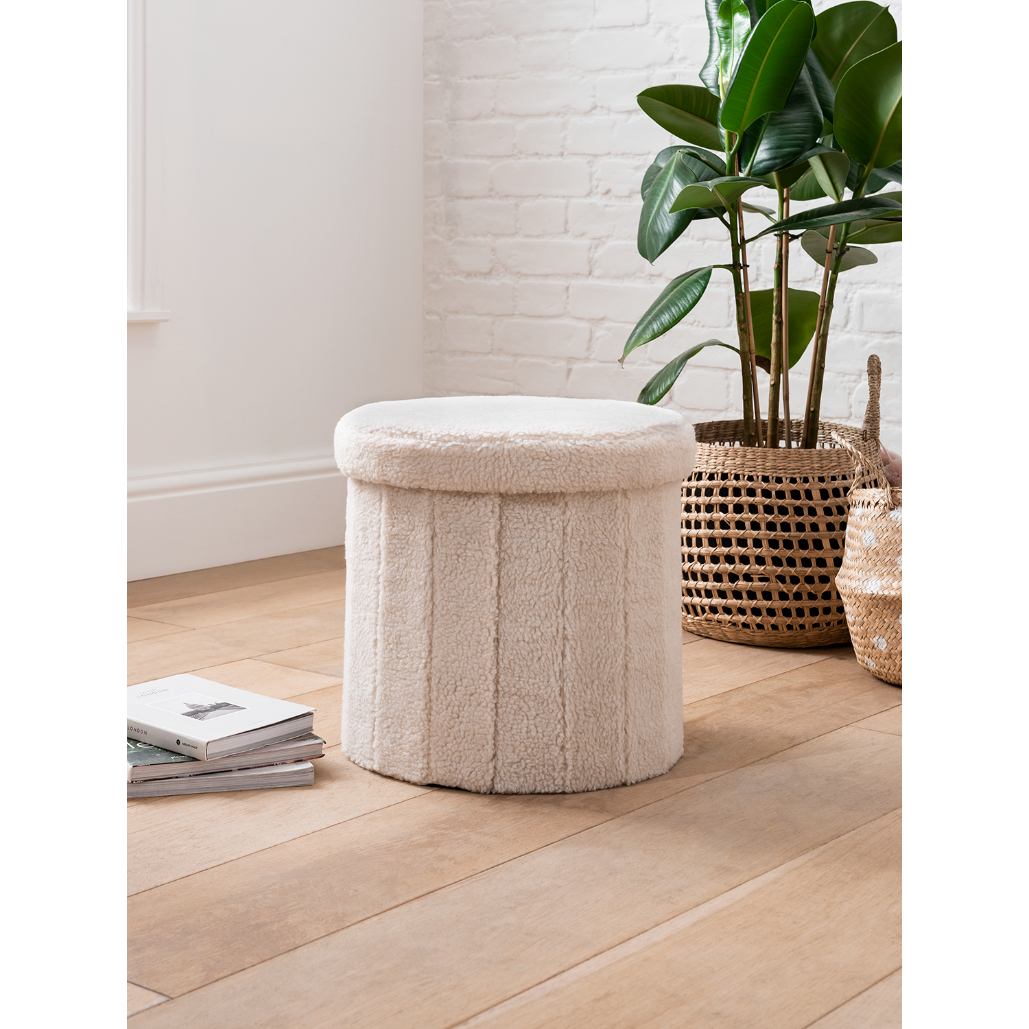 George Cream Sherpa Storage Stool