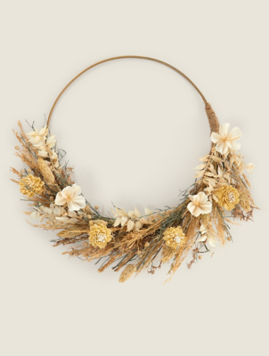 Natural Dried Floral Ring Wreath Home at ASDA