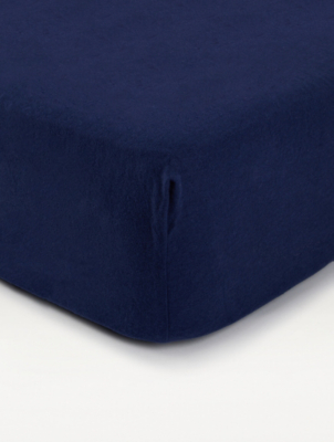 Navy Brushed Cotton Fitted Sheet