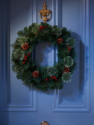 Green Cashmere Mixed Christmas Wreath Christmas at ASDA