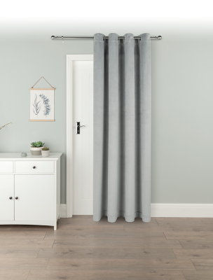 Grey Velvet Single Door Panel Thermal Eyelet Curtain | Home | George at