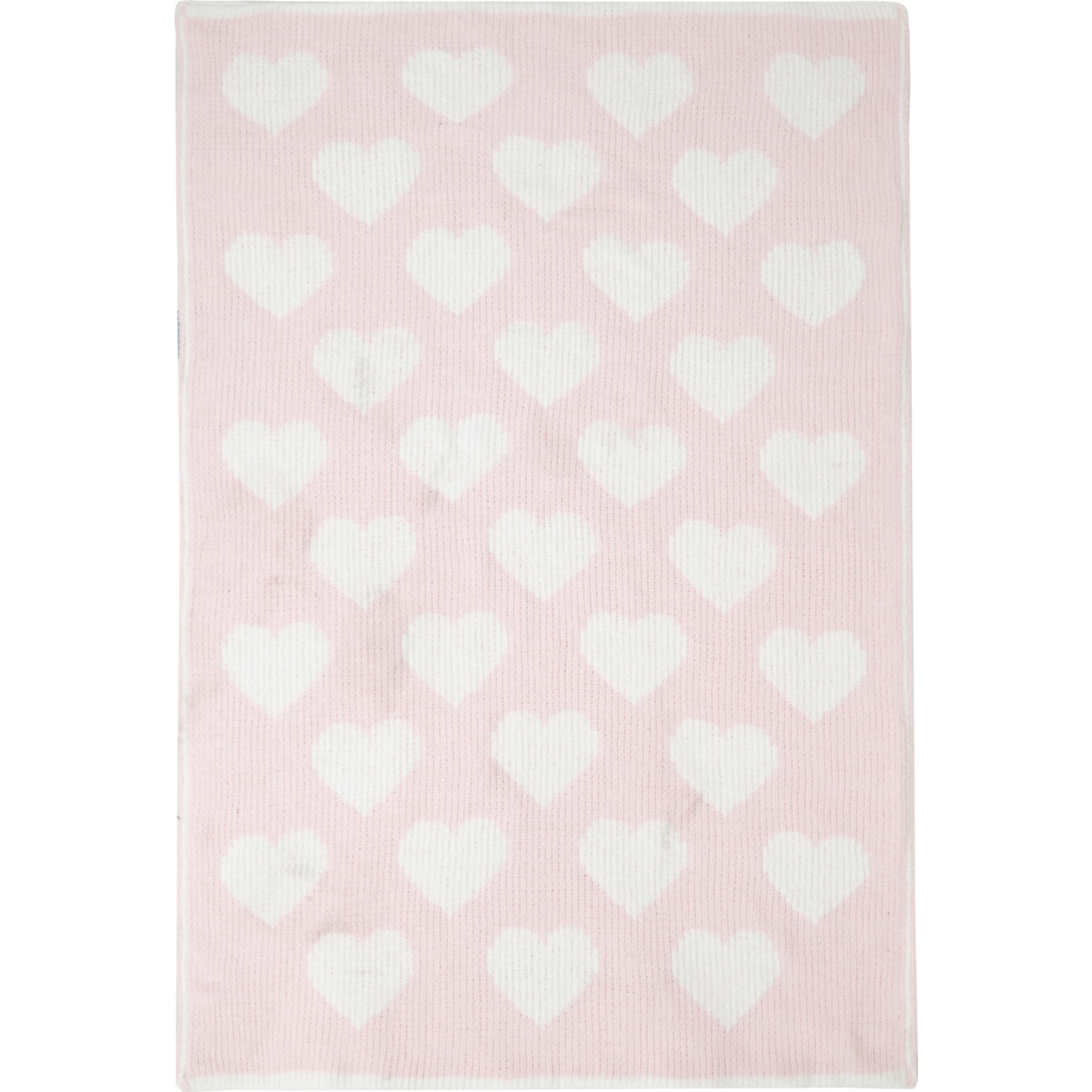 George Pink & White Heart Chenille Baby Shawl - 100Cm X 70Cm