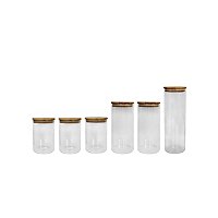 Glass Canisters With Wooden Lid - Set of 6 | Home | George at ASDA