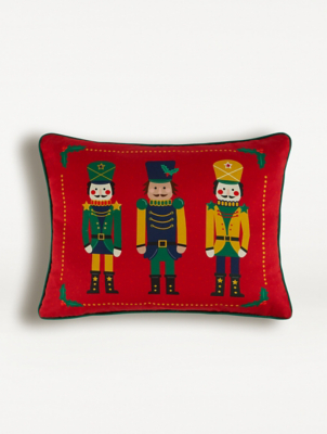 Red Christmas Nutcracker Face Cushion Home at ASDA