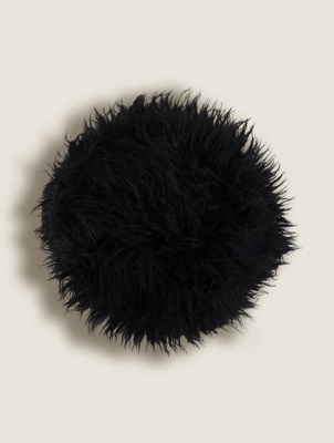 Black Mongolian Faux Fur Seat Pad Home at ASDA