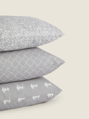 Grey Cushion Cover Set of 3 Home at ASDA