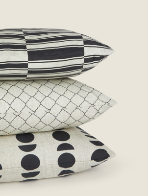 Black & Grey Cushion Cover Set of 3 Home at ASDA