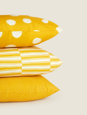 Yellow Cushion Cover Set of 3 Home at ASDA